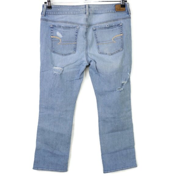 American‎ Eagle Artist Crop Jeans Size 12 Regular Super Stretch X4 Destroyed - Picture 2 of 9